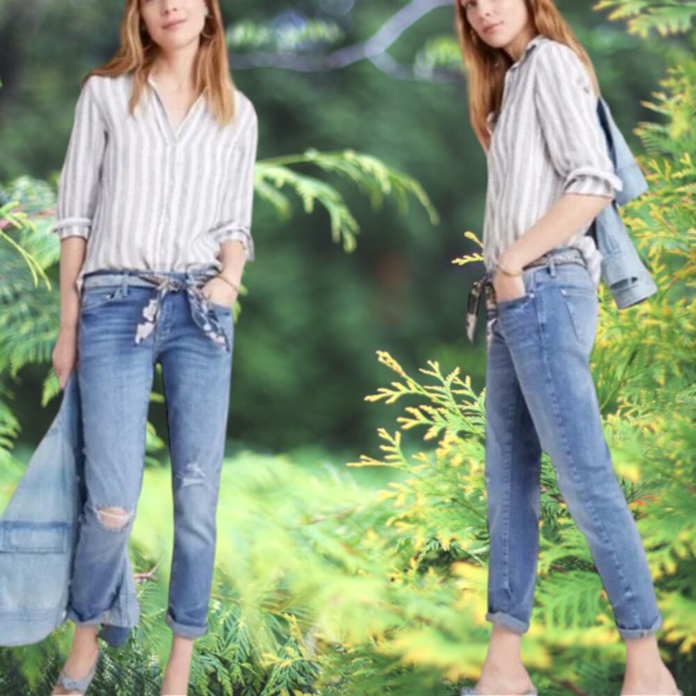 NWT - Anthropologie Pilcro Slim Boyfriend Crop Denim ripped Jeans Size: 27